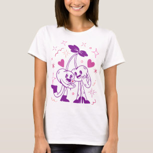 Camiseta Amantes de Cereja Doce – Arte Estética Romântica D