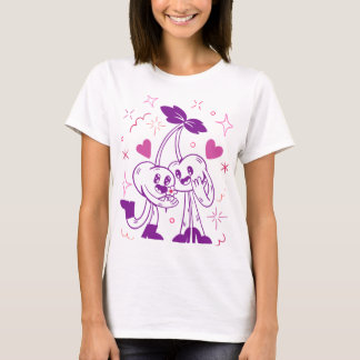 Camiseta Amantes de Cereja Doce – Arte Estética Romântica D