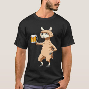 Camiseta Amantes de Cerveja de Lhama Lhama Bebendo Cerveja