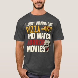 Camiseta Amantes de Filmes de Terror de Pizza Engraçada Fes