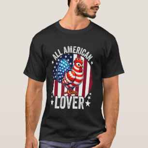 Camiseta Amantes de Frango All American Bandeira EUA 4 de J
