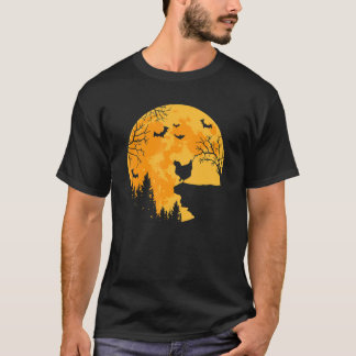 Camiseta Amantes de Frango Engraçado Frango e Lua Halloween