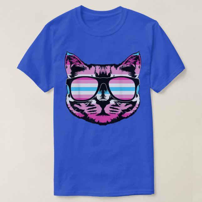 Camiseta Amantes de Gato do Orgulho Transgênero de Gato de  (Frente do Design)