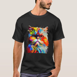 Camiseta Amantes de Gatos Persas Arte Pop Colorida Gato Per