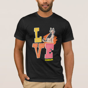 Camiseta Amantes de husky siberiano cor fofa