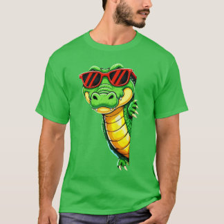 Camiseta Amantes de Jacaré Engraçado com Óculos de Sol para