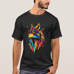 Camiseta Amantes de Lobo Arte Pop Colorido Design Lobo