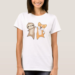 Camiseta Amantes de os animais De Cachorro Sloth Corgi Cães