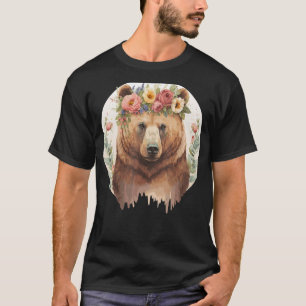 Camiseta Amantes de os animais De Coroa De Flores Castanhos