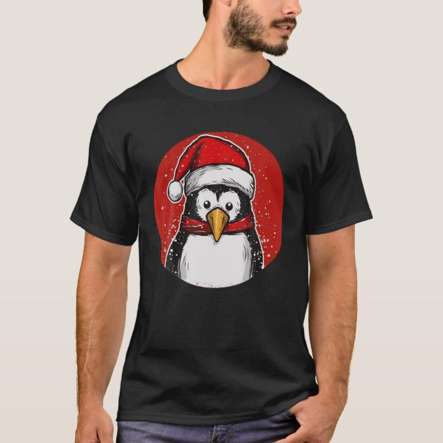 Camiseta Amantes de os animais de Natal Engraçados Penguin  (Frente)