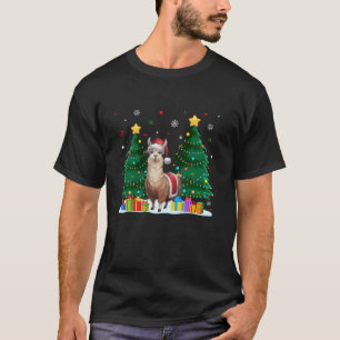 Camiseta Amantes de os animais engraçados Llama Santa Hat U