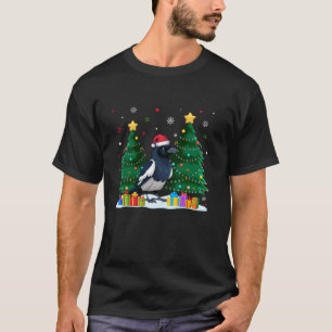 Camiseta Amantes de os animais engraçados Magpie Santa Hat 