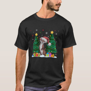 Camiseta Amantes de os animais Engraçados Weasel Santa Hat 