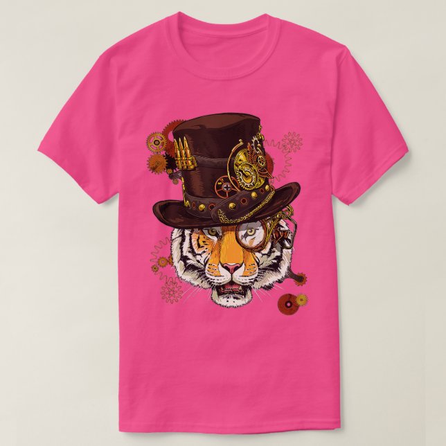Camiseta Amantes de os animais Steampunk Tiger Steampunk Ti (Frente do Design)