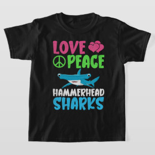 Camiseta Amantes de Paz Amor Tubarões Martelo Fofos Animais