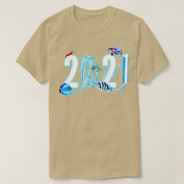 Camiseta Amantes De Peixes De Aquário De 2021 (Frente do Design)
