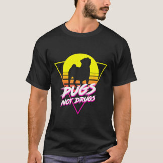 Camiseta Amantes de Pug Fofos Pugs Não Drogas Clássico 102