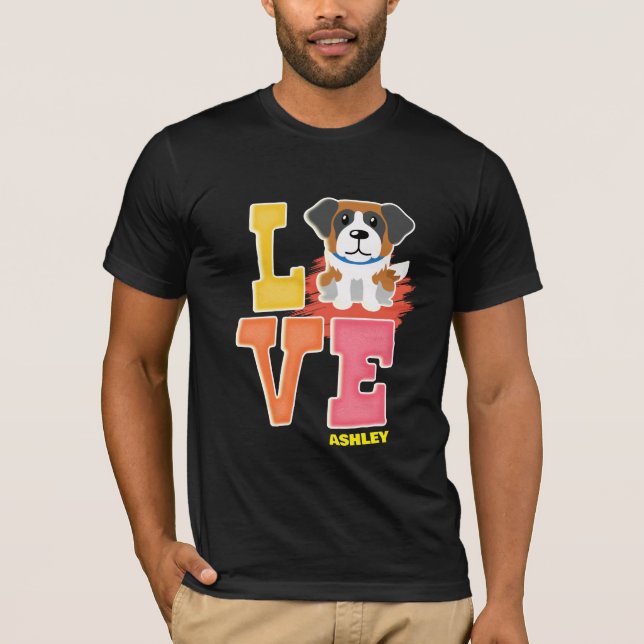 Camiseta Amantes de São Bernardo cor fofa (Frente)