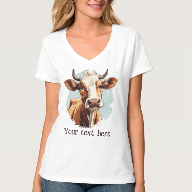 Camiseta amantes de vacas bonitas adicionam texto (Frente)