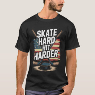Camiseta Amantes do Hóquei no Gelo Patinam Duro Batem Mais