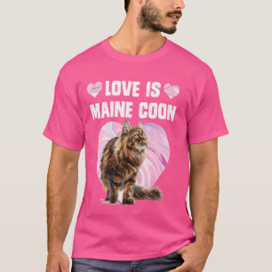 Camiseta Amantes do Maine Coon O AMOR É GATOS Maine Coon Mã
