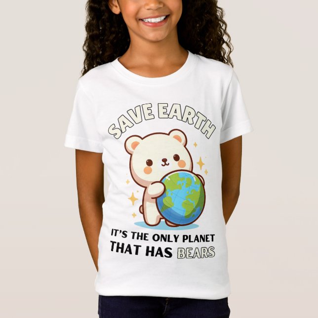 Camiseta Amantes do urso Salvem a Terra É o único planeta (Frente)