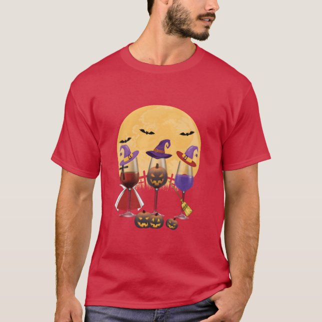 Camiseta Amantes do vinho amigos do halloween (Frente)