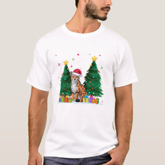 Camiseta Amantes dos Animais Ocelot Papai Noel