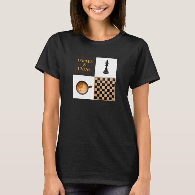 Camiseta Amantes e Jogadores de Xadrez de Café e Café (Frente)