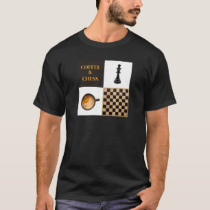 Camiseta Amantes e Jogadores de Xadrez de Café e Café