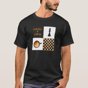 Camiseta Amantes e Jogadores de Xadrez de Café e Café
