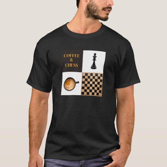 Camiseta Amantes e Jogadores de Xadrez de Café e Café (Frente)