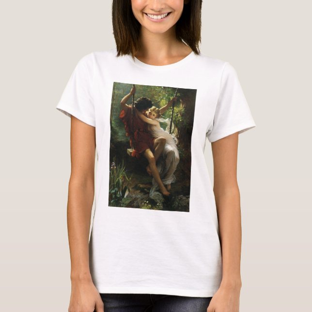 Camiseta Amantes em um Swing. Primavera por Pierre Auguste  (Frente)