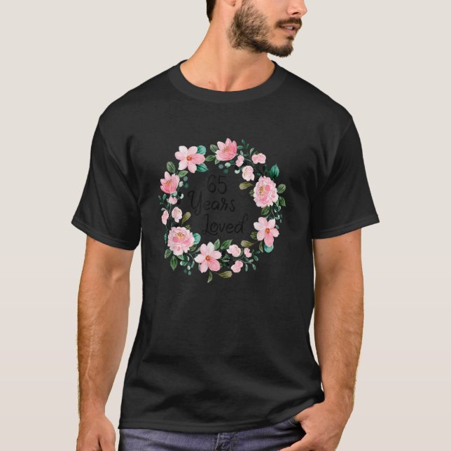 Camiseta Amantes Homens De 65 Anos Mulheres Floral 65 Anos  (Frente)