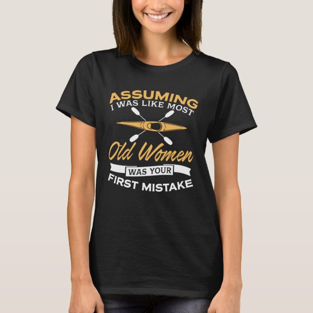 Camiseta Amantes Kayaking das mulheres adultas engraçadas (Frente)