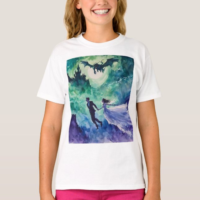 Camiseta Amantes Voadores - Pintura em Aquarela (Frente)