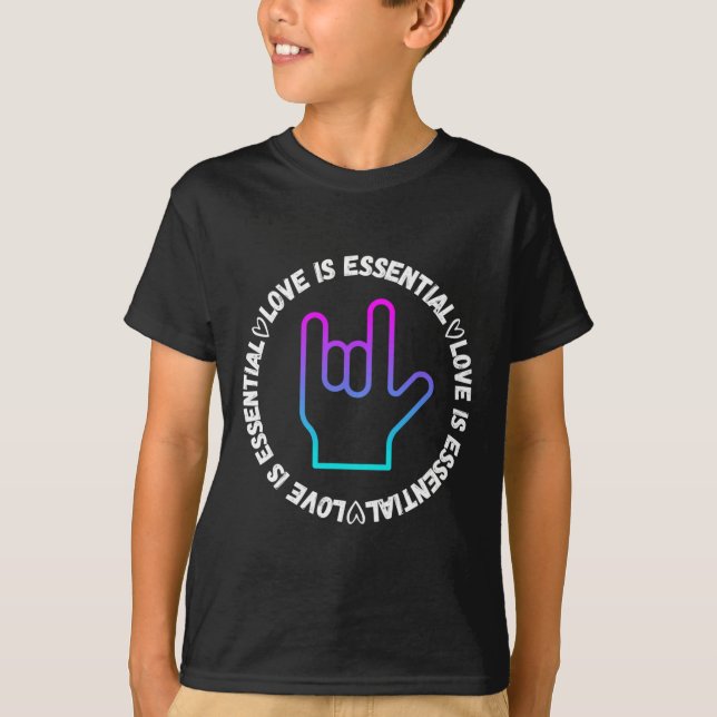 Camiseta Amar ASL - Reconhecimento de Deficiência de Sinais (Frente)