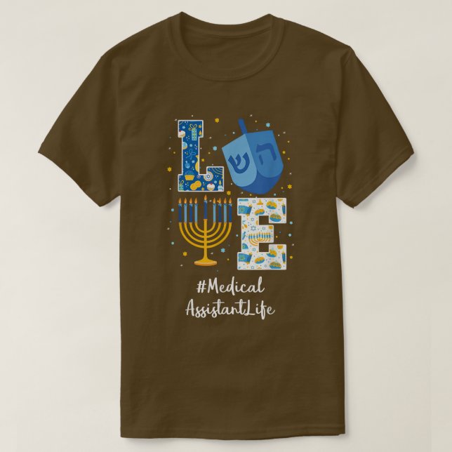 Camiseta Amar assistente médico Hanukkah judeu Chanukah Ha (Frente do Design)