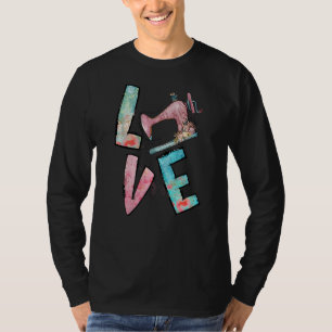 Camiseta Amar Colagem de Costura Ferramentas de costura