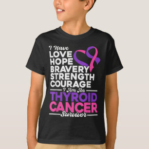 Camiseta Amar Esperança Força de Bravura Cancer da Tiroide