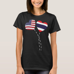 Camiseta Amar EUA Tailândia Sinalizador Coração Tailandeses