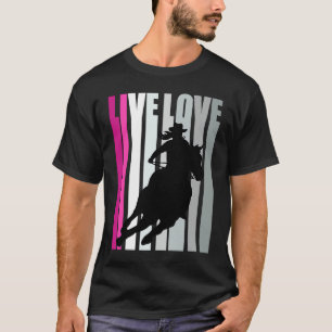 Camiseta Amar Garotas Cowgirl Rodeio Corrida de Barril Corr