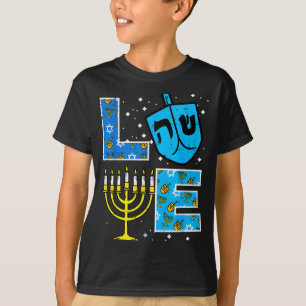 Camiseta Amar Hanukkah Dreidel Menorah Judaico Chanukah Hom