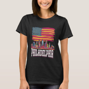 Camiseta Amar Horizonte de Filadélfia Paisagem Urbana do Ce
