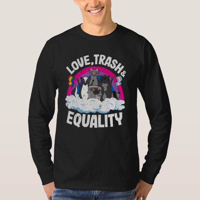Camiseta Amar Lixo e Igualdade Ogambm Raccoon Bisexual Fla (Frente)