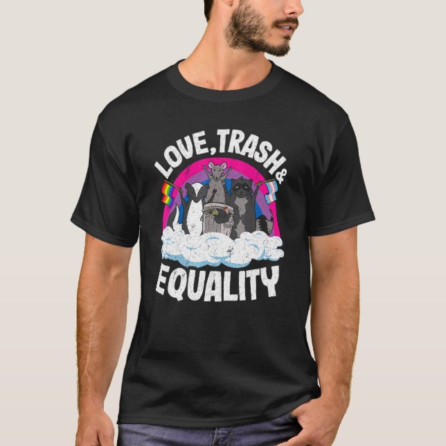Camiseta Amar Lixo e Igualdade Ogambm Raccoon Bisexual Fla (Frente)