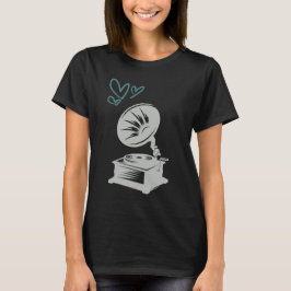 Camiseta Amar Música Gramofone Antiga Escola