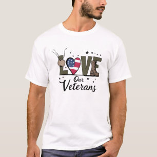Camiseta Amar o Dia dos Nossos Veteranos Orgulhoso Dia Mili