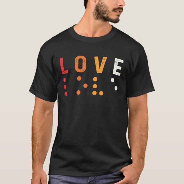 Camiseta Amar o Dia Mundial do Braille Cegos Pessoas Cegos  (Frente)