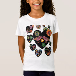 Camiseta Amar Pássaros Arte Folclórica Escandinava